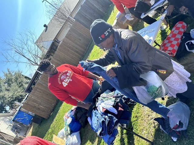 Sorting donated clothing